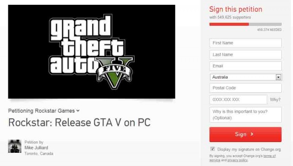 GTA PC Release Petition
