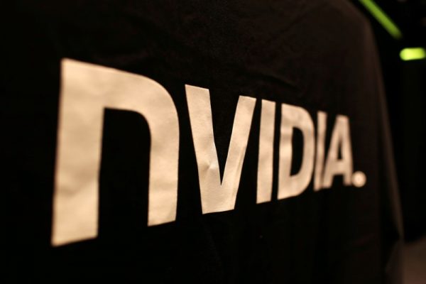 The logo of technology company Nvidia is seen at its headquarters in Santa Clara