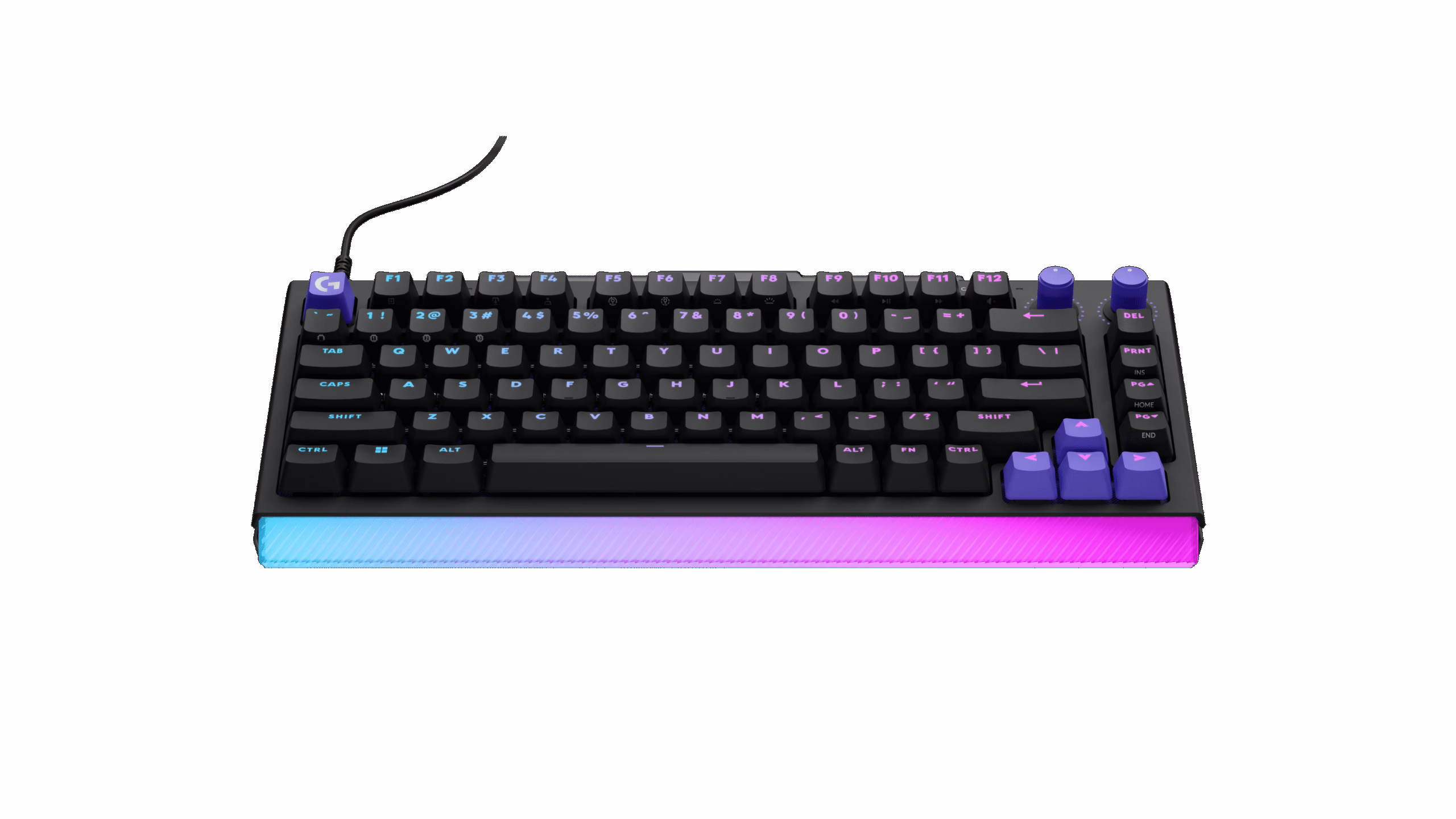 Logitech G512 X 75 typing angle showing PBT keycaps and RGB lighting